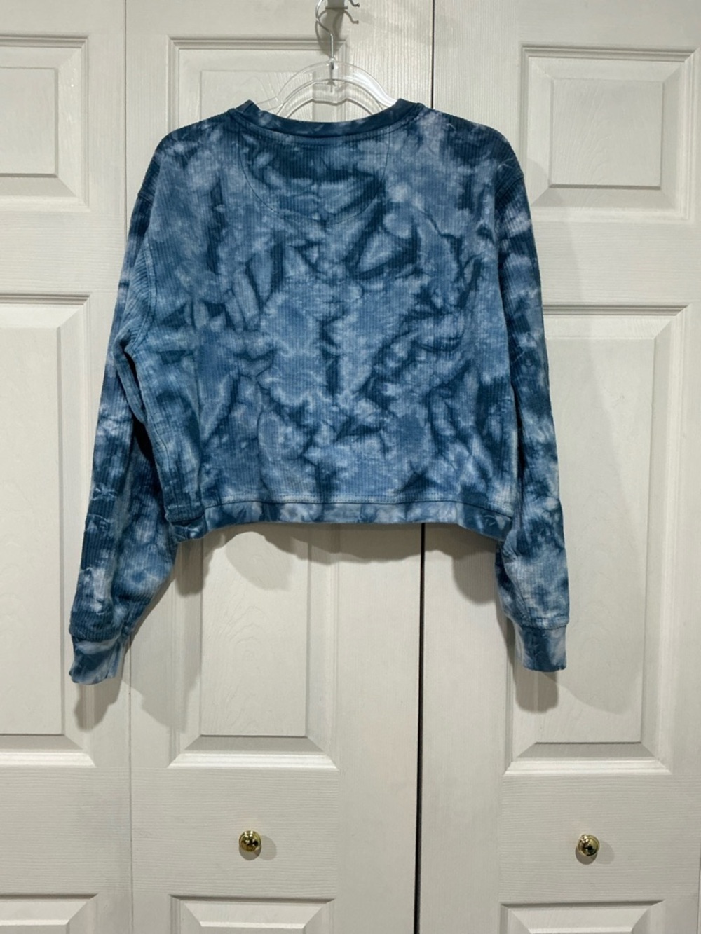 🤎 Women’s Pressbox Penn State Navy Blue Tie Die Ribbed Cropped Sweatshirt - M - Picture 3 of 6